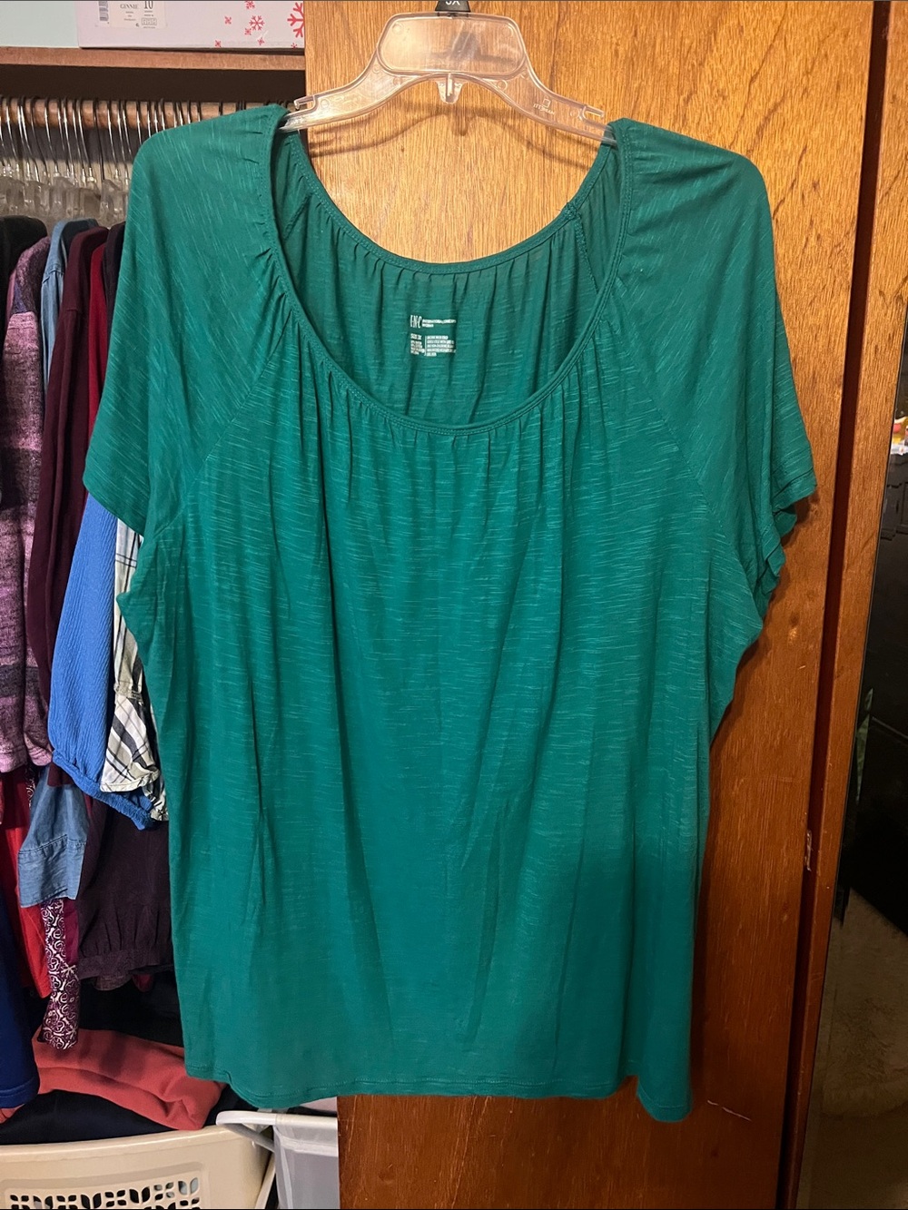 INC International Concepts Teal Scoop Neck Short Sleeve Top